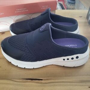 Easy Spirit Navy Slip-On Clog Mules with Purple Insole Denise Austin.Brand New.
